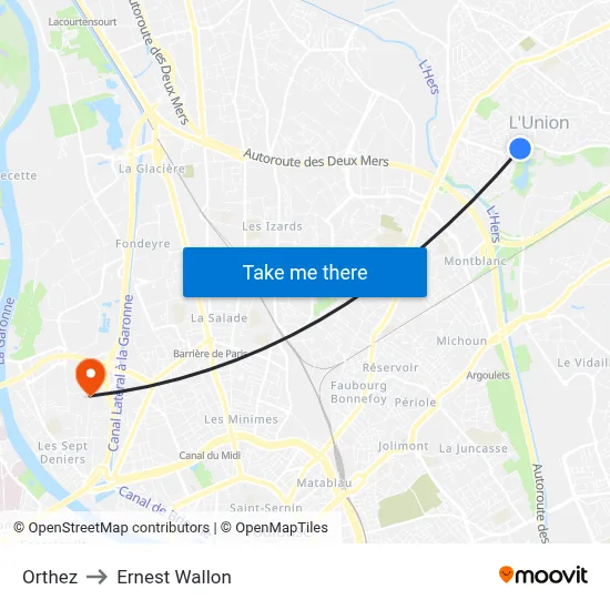 Orthez to Ernest Wallon map