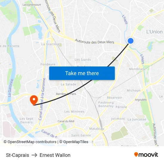 St-Caprais to Ernest Wallon map