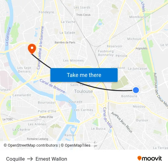 Coquille to Ernest Wallon map