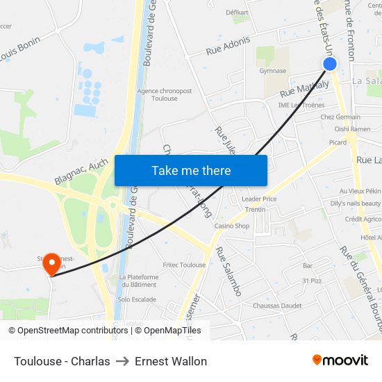 Toulouse - Charlas to Ernest Wallon map