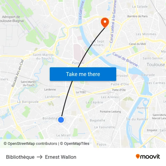 Bibliothèque to Ernest Wallon map