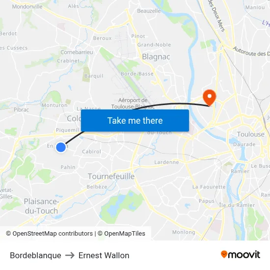 Bordeblanque to Ernest Wallon map