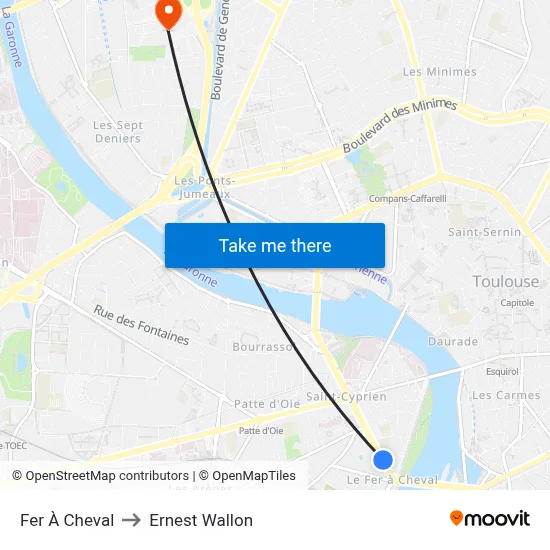 Fer À Cheval to Ernest Wallon map