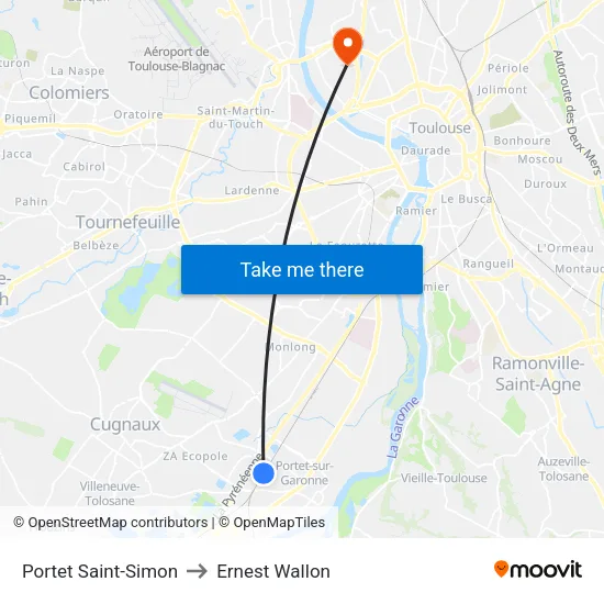 Portet Saint-Simon to Ernest Wallon map
