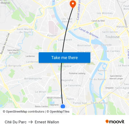 Cité Du Parc to Ernest Wallon map
