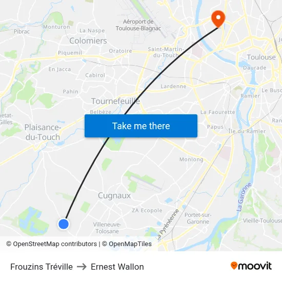 Frouzins Tréville to Ernest Wallon map