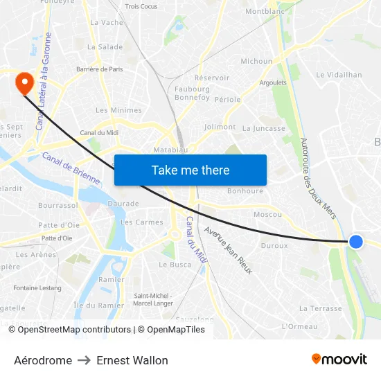 Aérodrome to Ernest Wallon map