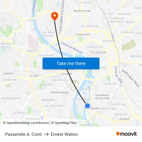 Passerelle A. Conti to Ernest Wallon map