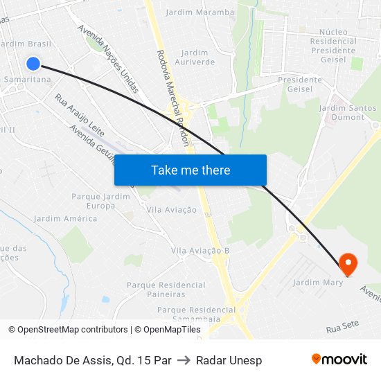 Machado De Assis, Qd. 15 Par to Radar Unesp map