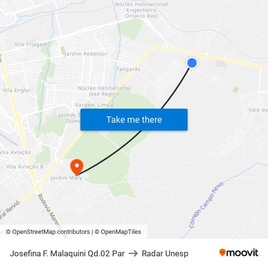 Josefina F. Malaquini Qd.02 Par to Radar Unesp map