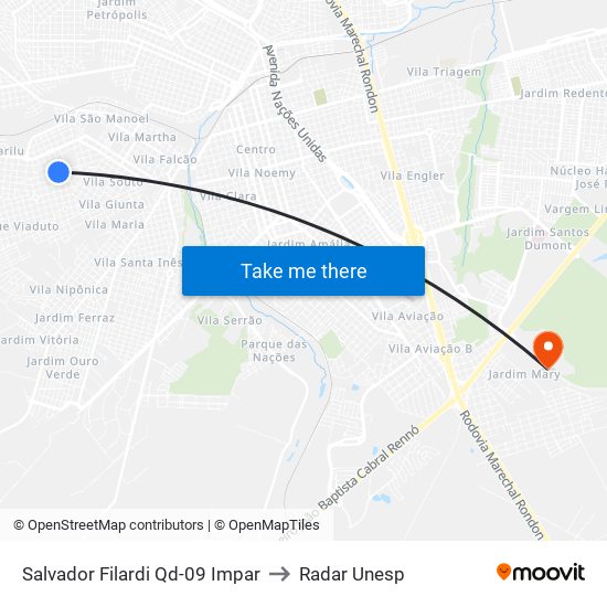 Salvador Filardi Qd-09 Impar to Radar Unesp map