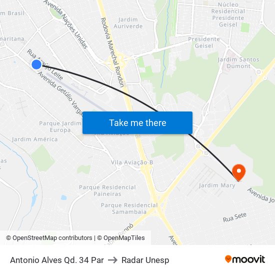 Antonio Alves Qd. 34 Par to Radar Unesp map