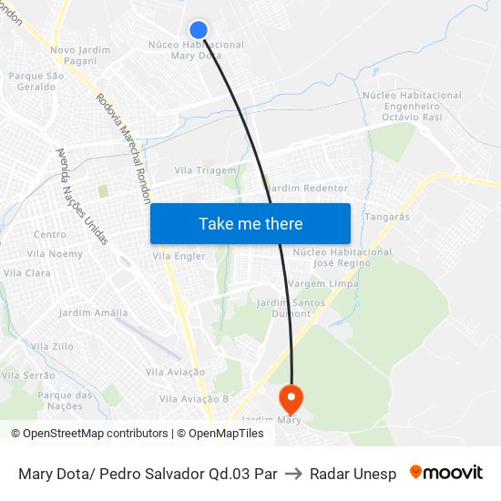 Mary Dota/ Pedro Salvador Qd.03 Par to Radar Unesp map