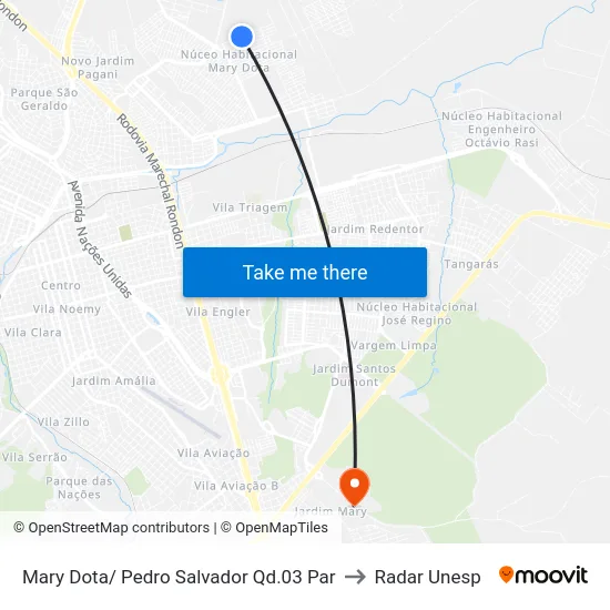 Mary Dota/ Pedro Salvador Qd.03 Par to Radar Unesp map