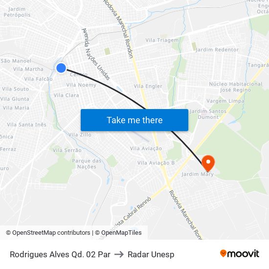 Rodrigues Alves Qd. 02 Par to Radar Unesp map