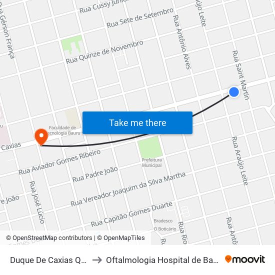 Duque De Caxias Qd 10 Par to Oftalmologia Hospital de Base de Bauru map