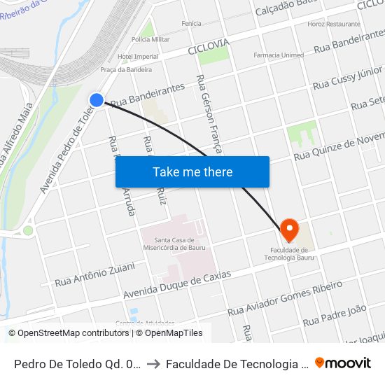 Pedro De Toledo Qd. 02 Par to Faculdade De Tecnologia Bauru map