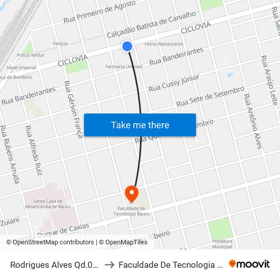 Rodrigues Alves Qd.06 Par to Faculdade De Tecnologia Bauru map