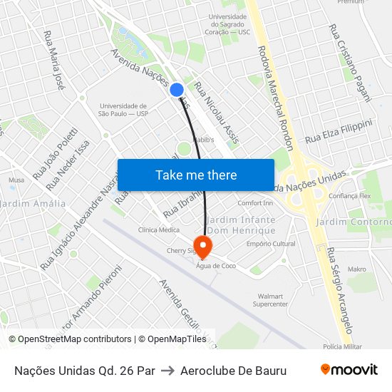 Nações Unidas Qd. 26 Par to Aeroclube De Bauru map