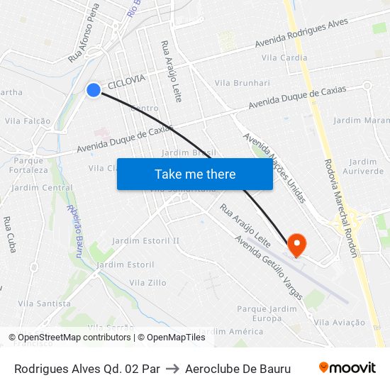 Rodrigues Alves Qd. 02 Par to Aeroclube De Bauru map