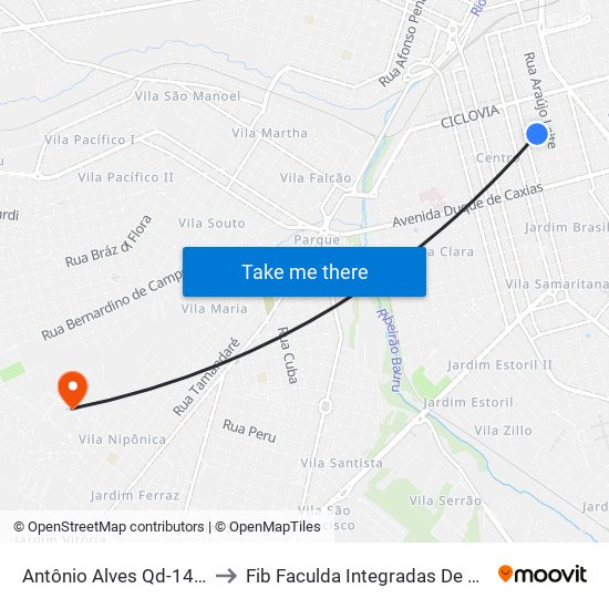 Antônio Alves Qd-14 Par to Fib Faculda Integradas De Bauru map