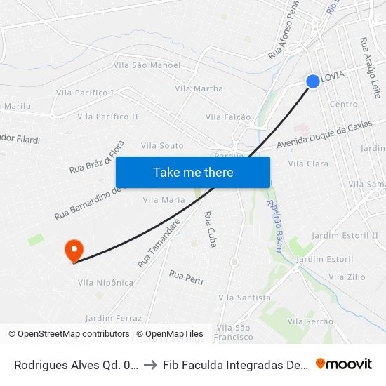 Rodrigues Alves Qd. 04 Par to Fib Faculda Integradas De Bauru map