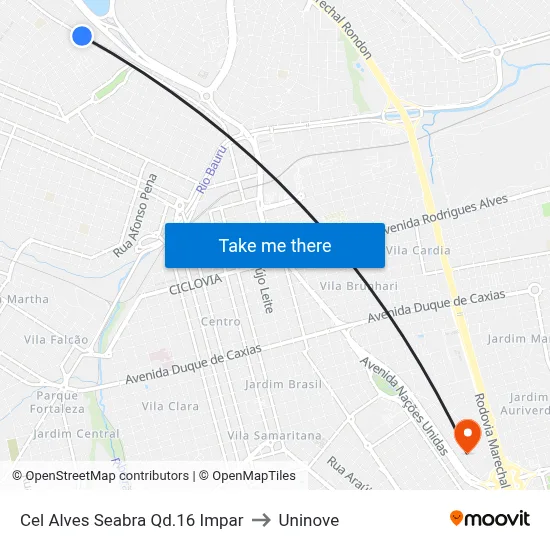 Cel Alves Seabra Qd.16 Impar to Uninove map