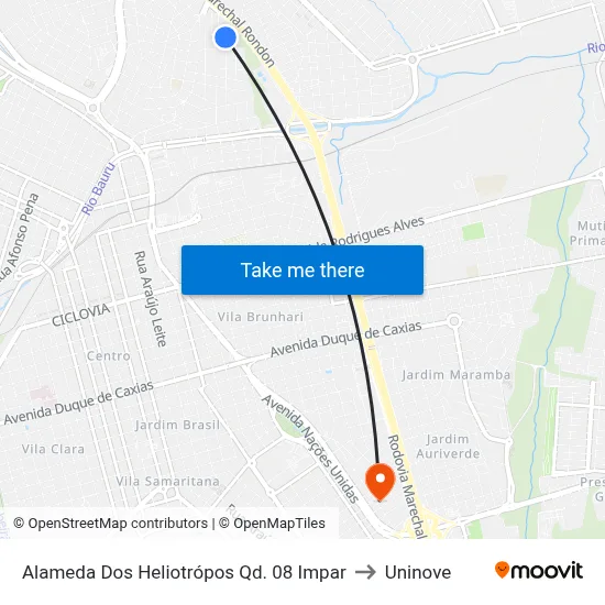 Alameda Dos Heliotrópos Qd. 08 Impar to Uninove map