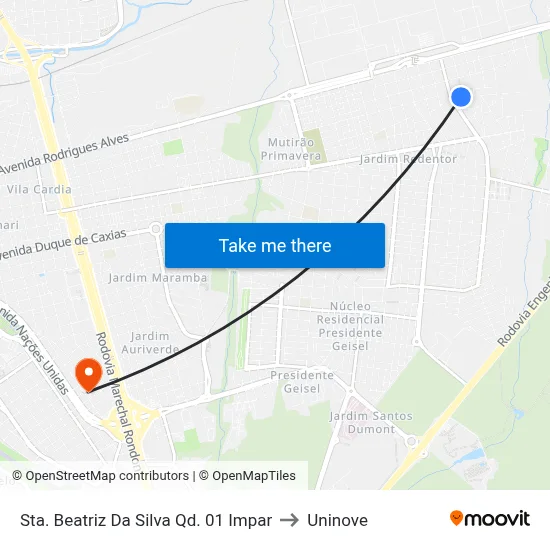 Sta. Beatriz Da Silva Qd. 01 Impar to Uninove map