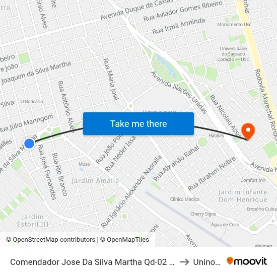 Comendador Jose Da Silva Martha Qd-02 Par to Uninove map