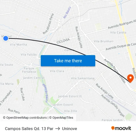 Campos Salles Qd. 13 Par to Uninove map