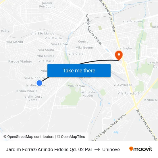 Jardim Ferraz/Arlindo Fidelis Qd. 02 Par to Uninove map