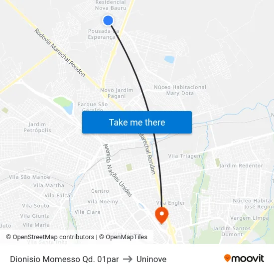 Dionisio Momesso Qd. 01par to Uninove map