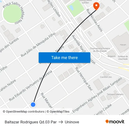 Baltazar Rodrigues Qd.03 Par to Uninove map