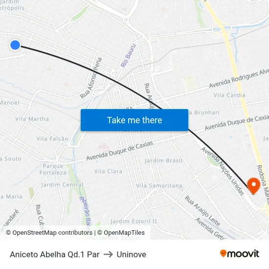 Aniceto Abelha Qd.1 Par to Uninove map