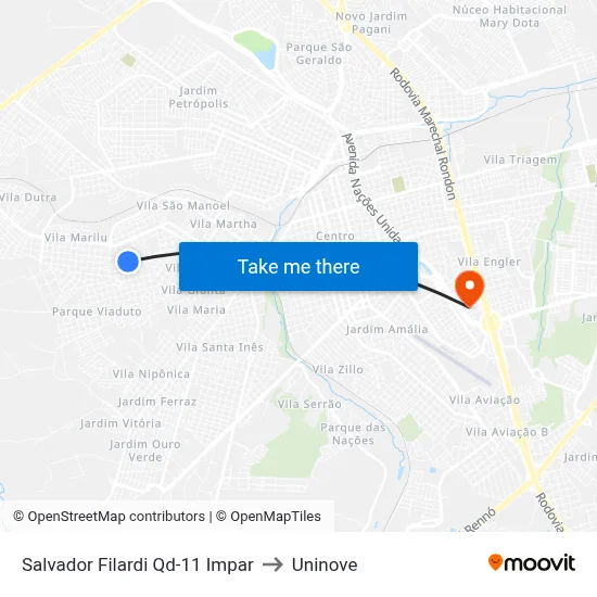 Salvador Filardi Qd-11 Impar to Uninove map