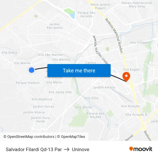 Salvador Filardi Qd-13 Par to Uninove map