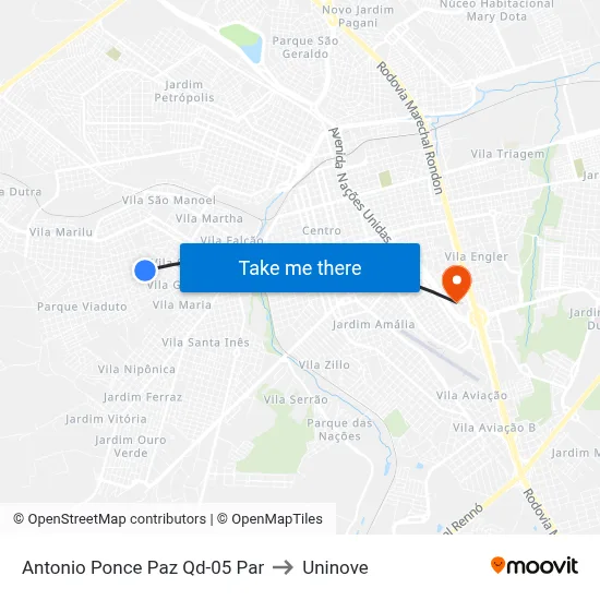 Antonio Ponce Paz Qd-05 Par to Uninove map