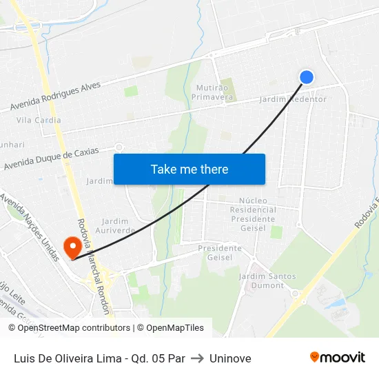 Luis De Oliveira Lima - Qd. 05 Par to Uninove map