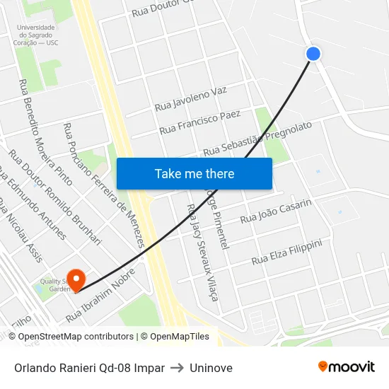 Orlando Ranieri Qd-08 Impar to Uninove map