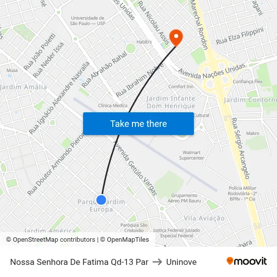 Nossa Senhora De Fatima Qd-13 Par to Uninove map
