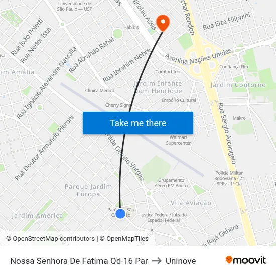 Nossa Senhora De Fatima Qd-16 Par to Uninove map