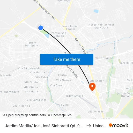 Jardim Marília/Joel José Sinhoretti Qd. 01 Par to Uninove map