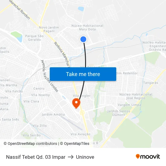 Nassif Tebet Qd. 03 Impar to Uninove map