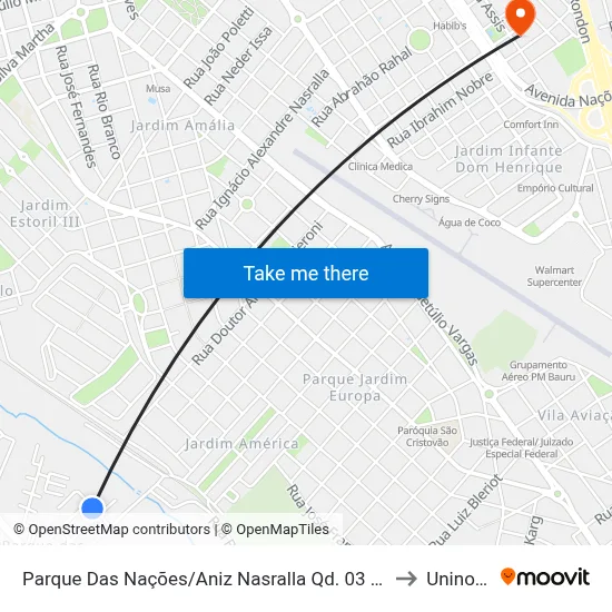 Parque Das Nações/Aniz Nasralla Qd. 03 Par to Uninove map