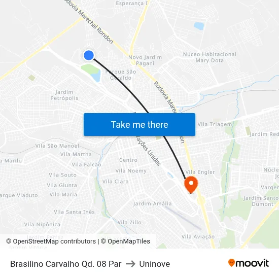 Brasilino Carvalho Qd. 08 Par to Uninove map