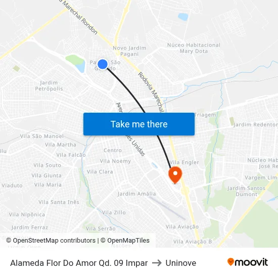 Alameda Flor Do Amor Qd. 09 Impar to Uninove map