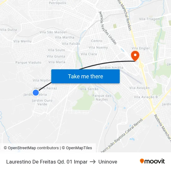 Laurestino De Freitas Qd. 01 Impar to Uninove map