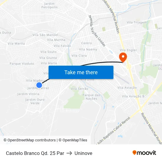 Castelo Branco Qd. 25 Par to Uninove map