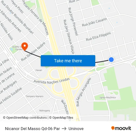 Nicanor Del Masso Qd-06 Par to Uninove map